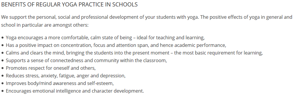 Benefits of Yoga in Schools
